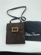 Paloma Picasso Chocolate Brown Suede Shoulder Handbag With Suede Strap