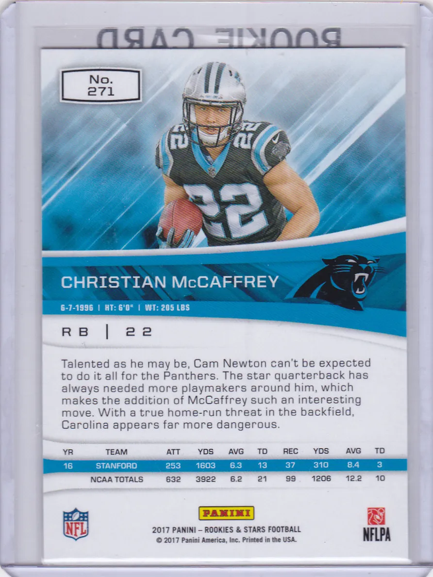CHRISTIAN McCAFFREY ROOKIE CARD 2017 Panini Carolina Panthers NFL Football  RC eBay