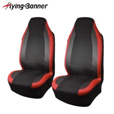 Universal Front High Back Car Seat Covers Set Carbon Fiber Armrest Back Pocket