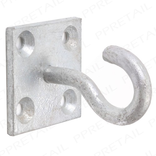Ring/Hook/Staple On Plate THICK GALVANISED ZINC Secure Anchor Outdoor/Stable Tie - Picture 15 of 15