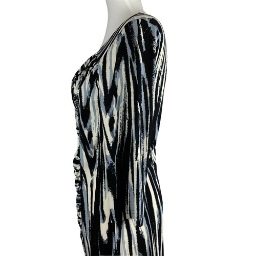 Marc Bouwer Jersey Dress Womens Size Small Ruched Stretch Knit 3/4 Sleeve - Picture 3 of 8