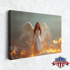 White Wings, Burning World Wall Art, Canvas Print for Home Decor, Art Poster
