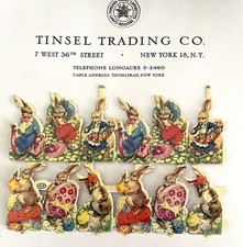Vintage/Antique Easter Bunnies w/Eggs Diecut Victorian Scrap 12 pcs