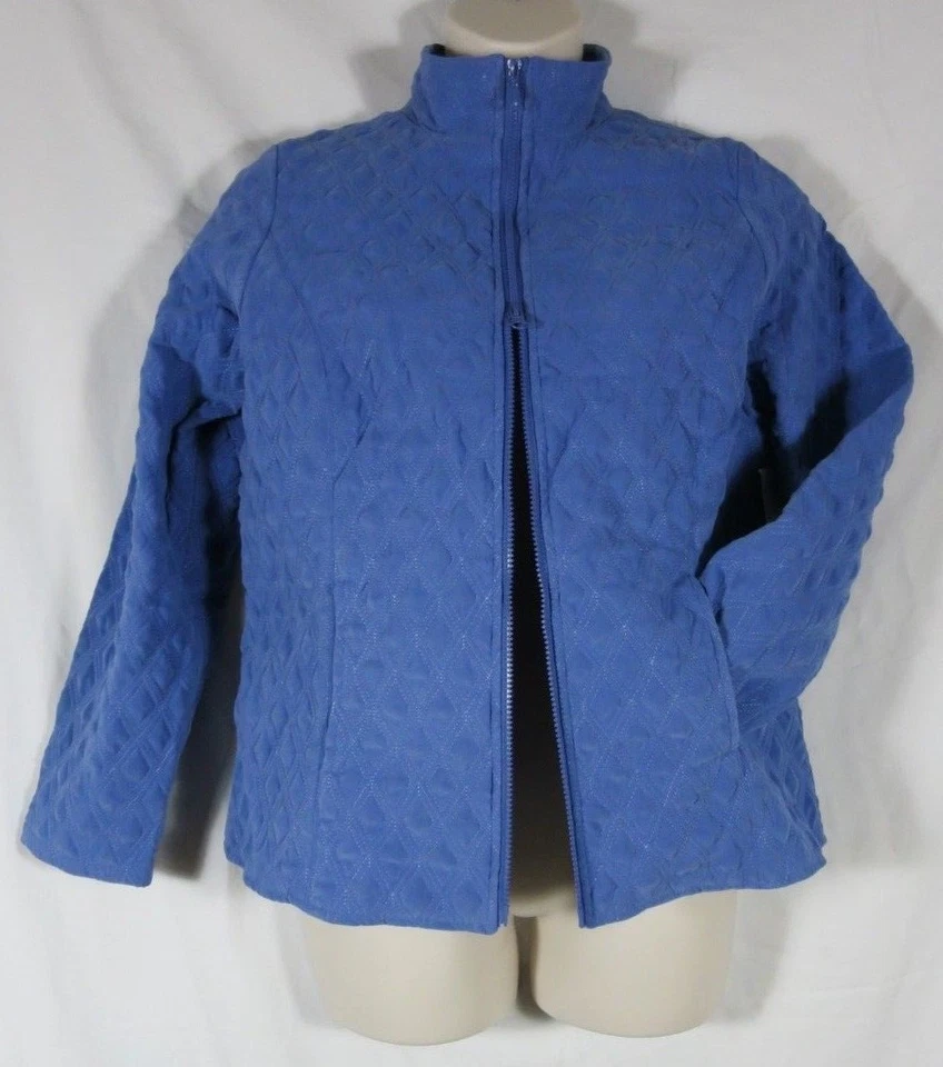 Nomadic Traders Blue Quilted Coat Jacket Zipper Collar Pockets NWT Large - Image 3 of 4