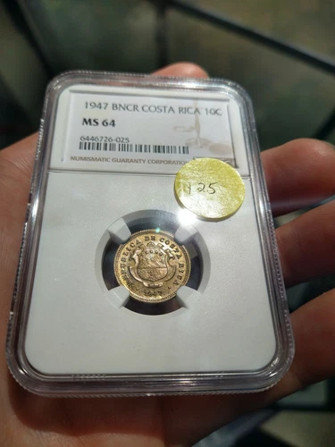 Costa Rica 1947 BNCR 10 Centimos NGC MS64