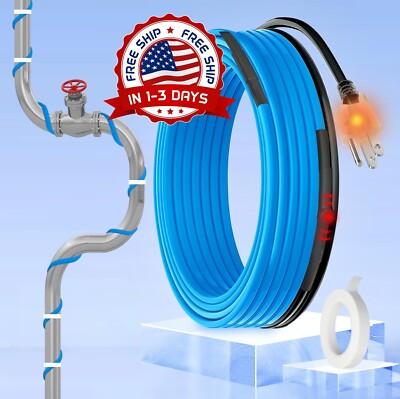 Cable calefactor autorregulable de 40 pies para tuberías de metal y plástico NEW