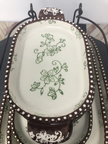 Temp-tations Floral Lace Bakeware 6 Piece Set W/Stand - Picture 5 of 6