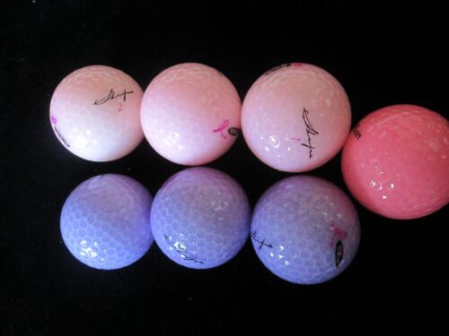 7 BALLES DE GOLF Wilson Hope roses, violettes NEUVES couverture transparente ~ recherche sur le cancer du sein - Photo 1 sur 3