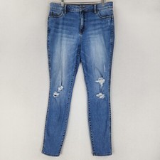 Kut From The Kloth Jeans Womens 12 Blue Skinny Leg Distressed High Rise Denim