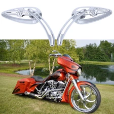Motorcycle Skull Mirrors For Harley Street Glide Road King Touring Softail Dyna
