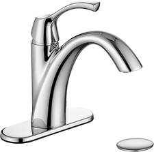 Sleek Chrome Bathroom Faucet with Deck Plate, Drain  Supply Lines Included