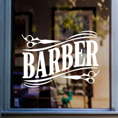 38K VINYL GRAPHICS Barber Window Sticker Barbers Hairdresser Salon Shop Vinyl Decal