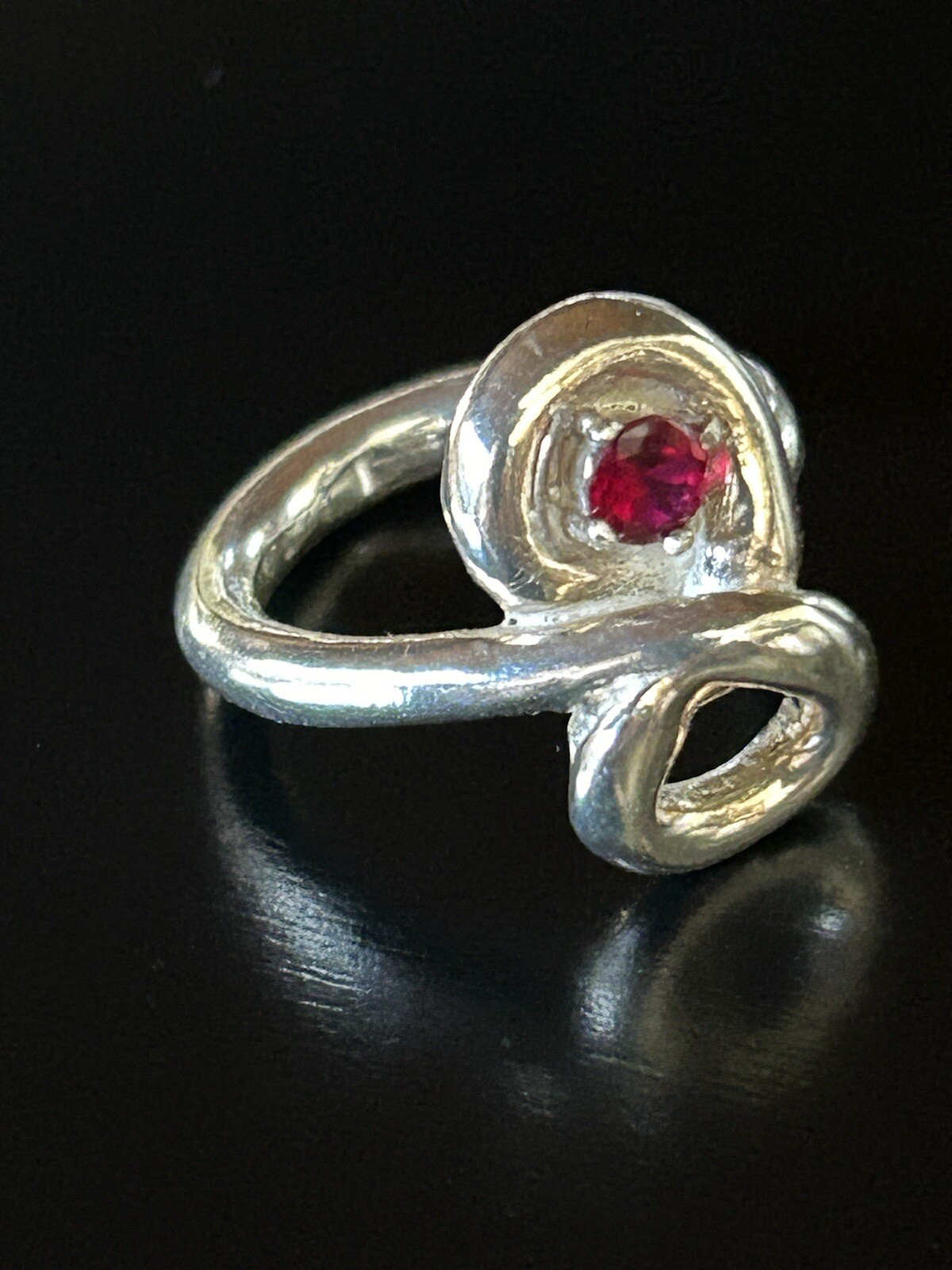 Ruby Infinity Shape Sterling Silver RING Size 4.5… - image 1