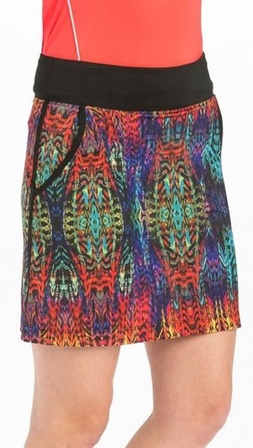 Nueva con etiquetas Falda Falda Pull-On Golf Talla XXL Negra Estampado Multicolor Pull-On Birdie - Imagen 2 de 6