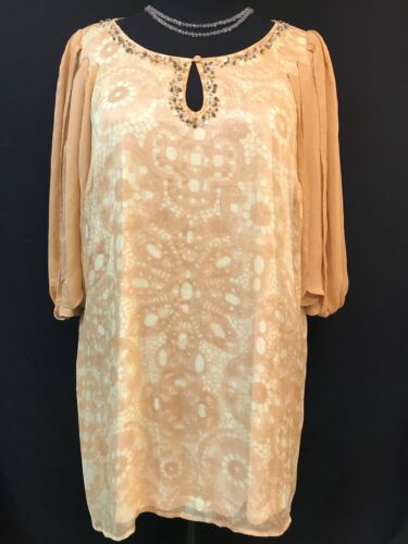 BAGLEY MISCHKA Size 3X Top Tunic Taupe Cream Floral NWT FREE SHIPPING - 第 1/11 張圖片