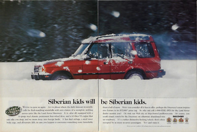 1997 Land Rover Discovery Red Siberian Kids 4.0 Liter V8 Snow VINTAGE PRINT AD