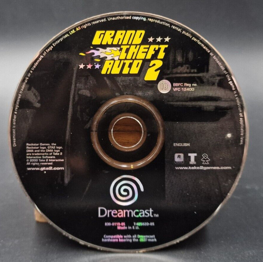 Grand Theft Auto 2 - SEGA Dreamcast DC - CD SEUL DISC ONLY - PAL - Très Bon Etat