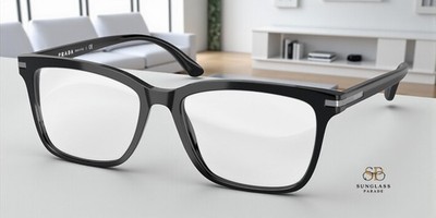PRADA PR 14WV 1AB1O1 Black Demo Lens 56 mm Men's Eyeglasses