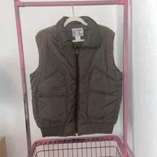 Vtg 70s Puffer Alpine Ski Puffer Vest Mens Size Large Green Nylon Corduroy