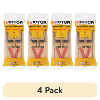 (4 pack) Victor Easy Set Extended Trigger Rat Trap - Wooden Rat Trap