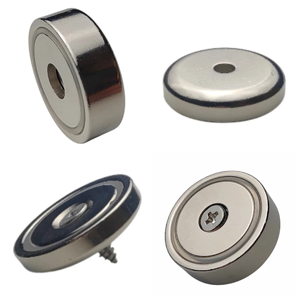 Neodym Topfmagnet mit Senkung/Zylinderbohrung Flachgreifer Magnet inkl. Schraube - Bild 1 von 1