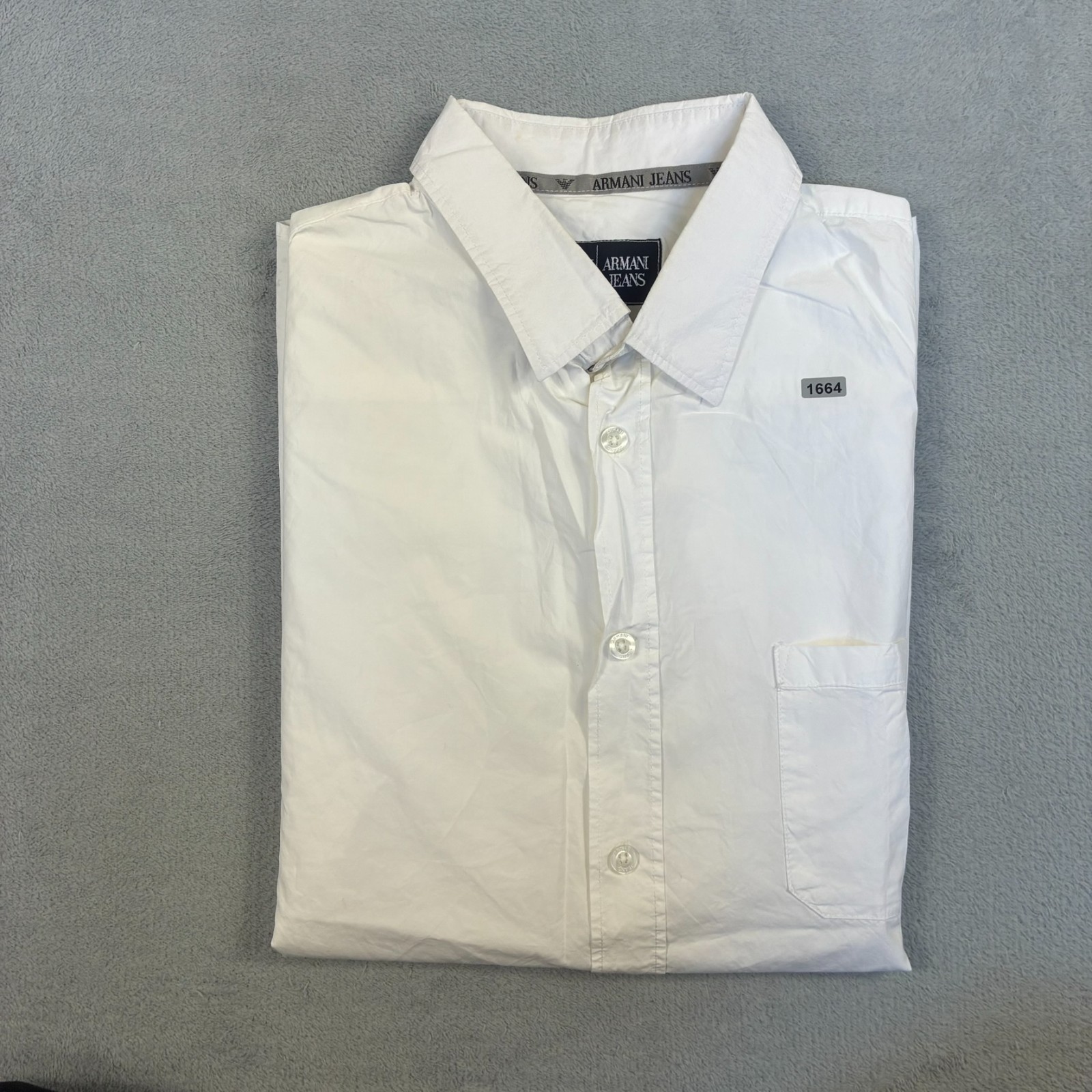 VTG Armani Jeans 2000's White Roll Sleeves Size 3XL S/S Button Up Shirt image 8