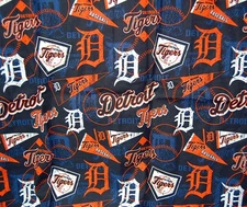 Detroit Tigers Flag MLB American League Central Cotton Fabric-half yard