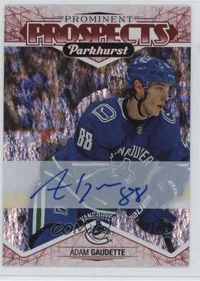 2018-19 Parkhurst Prominent Prospects Red 7/25 Adam Gaudette Rookie Auto RC f0l