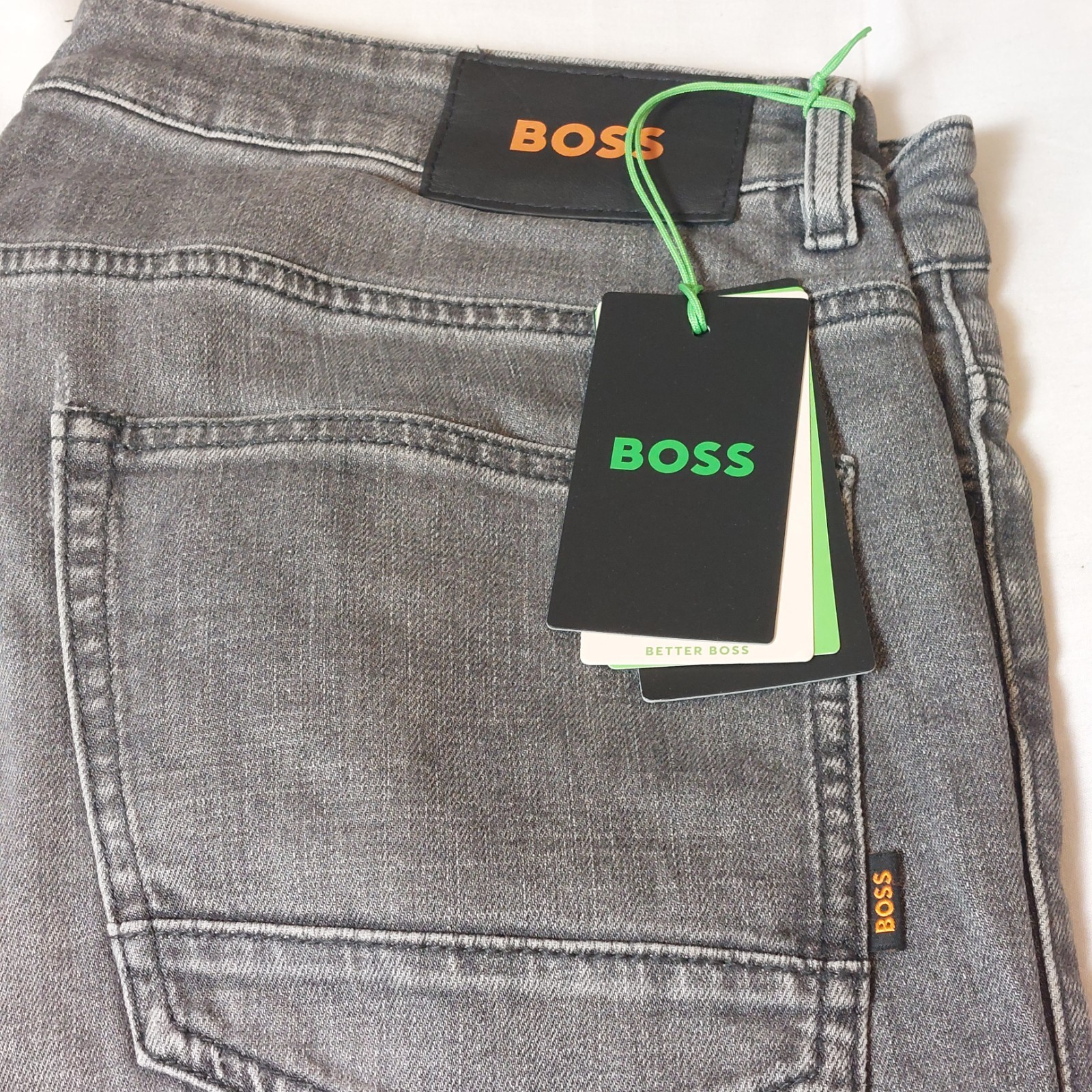 HUGO BOSS Men's Delaware Stretch Straight Medium Grey Jeans W36 L34 thumbnail 2