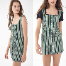 Urban Outfitters Sleeveless Striped Corduroy Snap Front Mini Jumper Dress Size 0