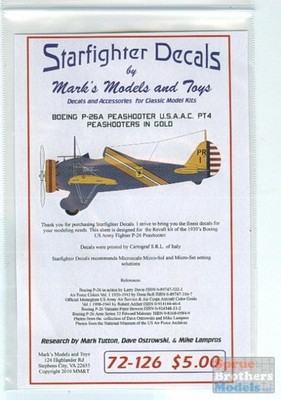 SFD72126 1:72 Starfighter Decals - P-26A Peashooter in Gold USAAC Pt 4 #72126