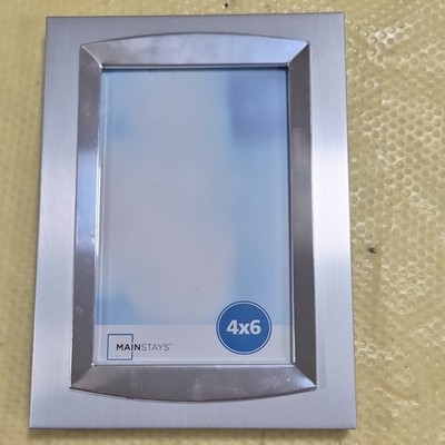 Mainstays 4x6 Silver Brushed Metal Photo Frame, Freestanding Rear-Load