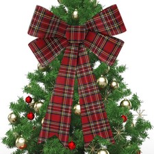 1 PCS Large 9x12 Inch Christmas Tree Bow White Black Red Buffalo Plaid