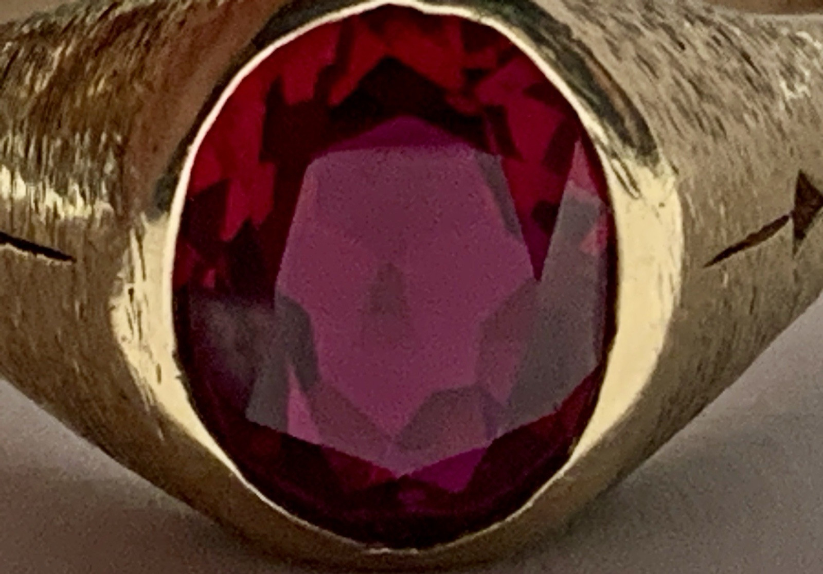Men’s Diamond Ruby Ring lab-created, Solid 10k Ye… - image 6