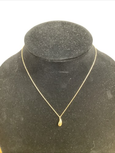 Tiffany & Co. Elsa Peretti Teardrop 18K Yellow Gold Necklace 16" Chain 4.8 Grams