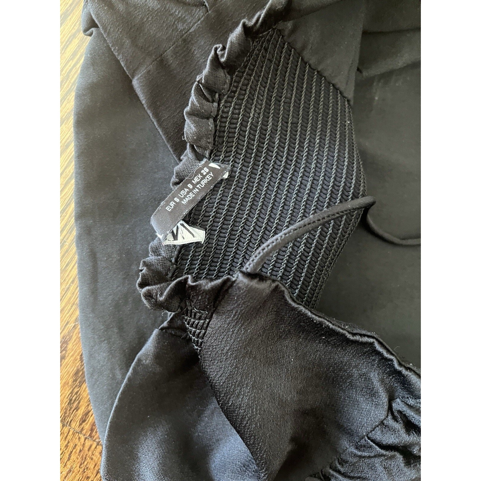 Zara women black satin crop top size S with bow ties on shoulders thumbnail 5