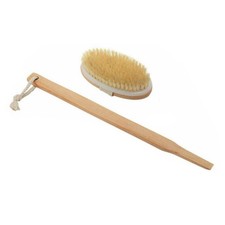 Durable Natural Long-Handled Bath Shower Body Back Dry Skin Spa Scrubber Brush D