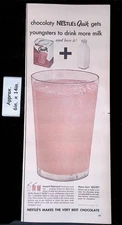 1957 NESTLE'S Quik Gets Youngsters To Drink More Milk Delicious! Print Ad 51201