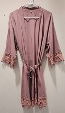 Mauve Ladies Robe With Lace Trim, Size Small