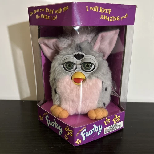 Original 1998 Furby 70-800 Tiger Leopard Spotted Grey & Pink Sealed 1st Edition