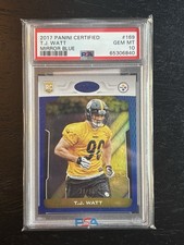 2017 TJ WATT PANINI CERTIFIED MIRROR BLUE /50 ROOKIE RC #169 PSA 10 STEELERS