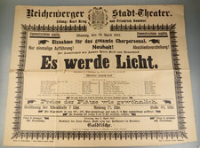 B&ouml;hmen: Plakat Reichenberger Stadt-Theater "Es werde Licht" 10. 4.1911 (148473)