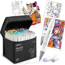 Ohuhu Marker Pens pastel 80 Colors Chisel  Brush multicolor Smooth w/ Blender