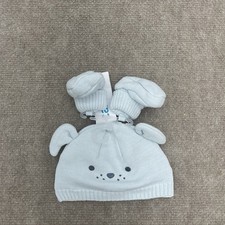 Carters Solid White Polar Bear Beanie Set With Mittens Kids Size NB - 3M NEW