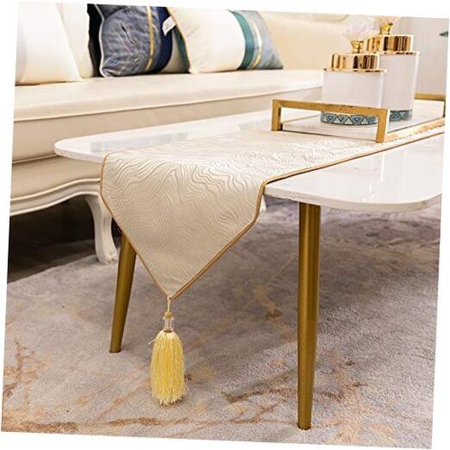 12 x 59 Inch Decorative Luxury Abstract Striped Beige Table Runners with