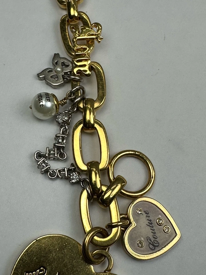 Cartera Dije Vintage Juicy Couture Corazón "Let Them Cat Couture" Tono Dorado Cadena Foto 4 de 4