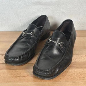 Mocassins homme Gucci Horsebit cuir noir taille 14 1/2 D Made in Italy (015938)