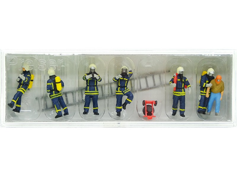 Figurines de pompiers Preiser 10765 à l'échelle HO 1/87 en plastique peint pour diorama ferroviaire