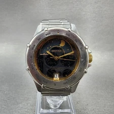 Krieger Lunar Chronometer Watch Men 35mm Black Dial Steel Date New Battery