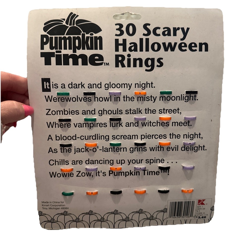 Vintage Pumpkin Time Scary Halloween Rings Party Favors Sealed 90s | eBay